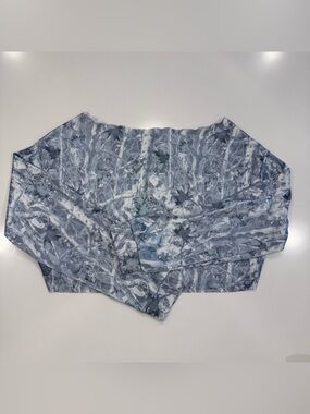SHEIN Off The Shoulder Crop Top Womens SM Grey/White Leaf Camo Longsleeve